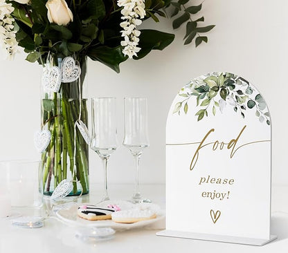 Food Signs for Party, Greenery Gold Bridal Shower Decorations, Dessert Bar Sign, Wedding Signs for Ceremony and Reception, Engagement Decor, Wedding Table Acrylic Decor, Bachelorette Party Favors - 20