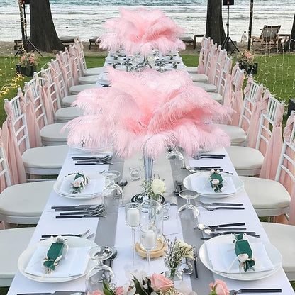 Retrowavy 30 Pcs 18-20 Inch Large Natural Ostrich Feathers Bulk for Centerpieces for Wedding Party Centerpieces Home Decoration Flower Arrangement (Pink)