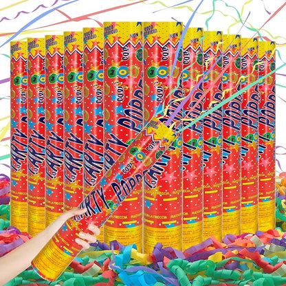 Confetti Cannon 12Inch Multicolor confetti popper party streamer Biodegradable 12Pack Party Popper Streamer Shooters for Weddings Birthdays Graduations Baby Showers Christmas New Year Celebrations
