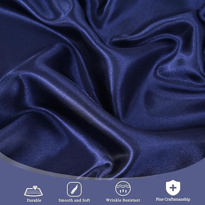 12 Pack 108 Inch Navy Blue Satin Tablecloth - Silky Round Tablecloth Overlay Smooth Fabric Table Cover, Bright Table Decoration for Wedding Party Banquet Events Restaurant Kitchen Dining