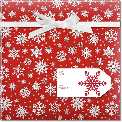 Current Snowflake on Red Christmas Rolled Wrapping Paper - Premium Jumbo 23-Inch x 32-Foot Gift Wrap Roll, 61 Square Feet Total