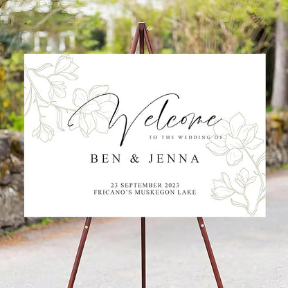 Personalized Wedding Welcome Sign Foliage Print Entrance Wedding Décor