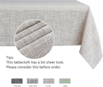 maxmill Flaxy Faux Linen Table Cloth with 2-Tone Slubby Texture Wrinkle Resistant Anti-Shrink Soft Tablecloth for Kitchen Dining Tabletop for Buffet Banquet Parties Rectangle 60 x 140 Inch Linen
