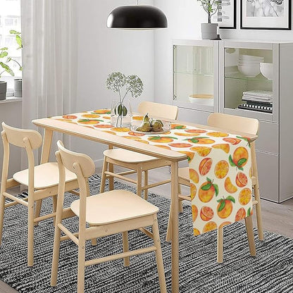 Watercolor Fruit Botanical Print Table Runner Spring Summer Orange Lemon Dinner Runner for Farmhouse Party Holiday Home Kitchen Dining Table Decor 13x60