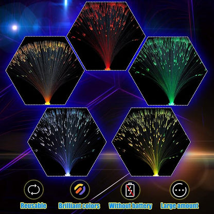 Patelai 16 Pcs LED Fiber Optic Lamp Color Changing Fiber Optic Night Light with Multicolor Glow Decorative Table Centerpiece for Sensory Bedroom Halloween Party Holiday Decorations (Metal,Bright)