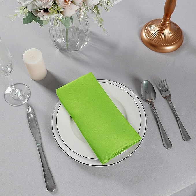 Cloth Napkins 17x17 inch Washable Polyester Dinner Napkins Soft Table Napkins for Wedding Party Dining Banquet(Apple Green,100PCS)