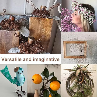 4 Roll 656Ft Brown Floral Wire, Rustic Vine Bind Wire for Flower Bouquets, Waterproof Paper Wrapped Twine(4 x 656 Ft)