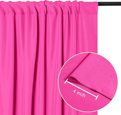 DWCN 10x8 FT Fuchsia Backdrop Curtains for Parties, Photography Backdrop Drapes with Rod Pockets for Wedding Decorations Stage Birthday Family Gatherings, 2 Panels 5ft x 8ft
