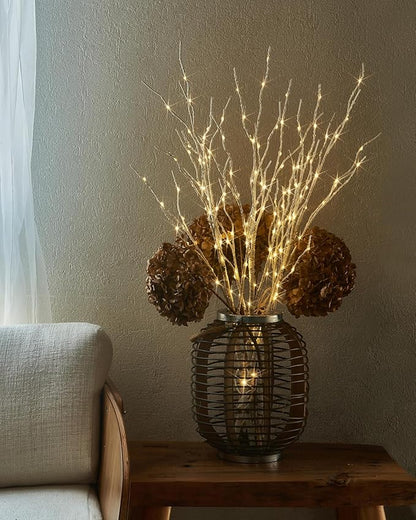 Birchlitland Lighted Birch Branch with Fairy Lights 32IN 150 LED Plug in, Artificial White Willow Branch with Timer for Christmas Holiday Wedding Party