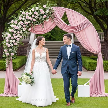 Wedding Arch Draping Fabric 29" x 19Ft Sheer Drapes for Backdrop Wedding Ceremony Reception Ceiling Decor Curtain Baby Bridal Shower Decoration (Dusty Rose, 2 Panels)