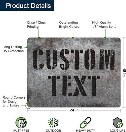 Custom Sign, Custom Street Sign, 11 Font Colors, 13 Font Styles, 4 Hole Options, 22 Sizes, 18x24 Inches, Rust Free DiBound, Fade Resistant, Made in USA by My Sign Center (Grunge Metal)