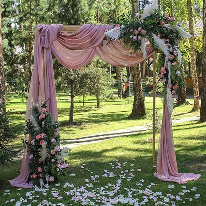 Dusty Rose Wedding Arch Draping Fabric 2 Panels 20Ft Length x 28" Width Arch Drapes Chiffon Fabric Sheer Curtains Backdrop for Party Bridal Decorations Wedding Ceremony Ceiling Stage Reception Decor