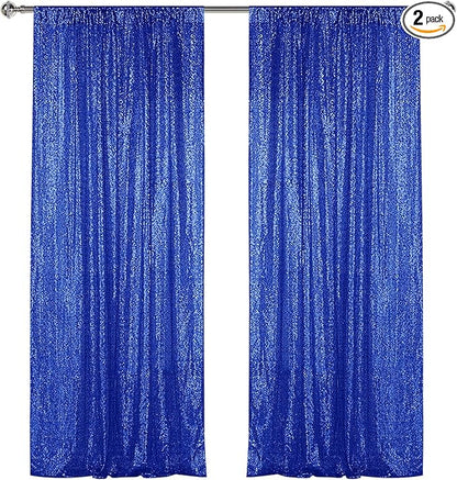 Sugargirl Navy Blue Sequin Backdrop Curtain 2 Panels 2FTx8FT Glitter Navy Blue Background Drapes Sparkle Photography Backdrop for Party Wedding Birthday Wall Decoration
