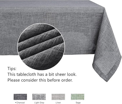 maxmill Flaxy Faux Linen Tablecloth with 2-Tone Slubby Yarn Texture Wrinkle Resistant Anti-Shrink Soft Table Cloth for Kitchen Dining Restaurant Tabletop Rectangle 60 x 120 Inch Charcoal