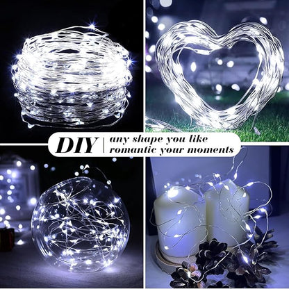 ZGWJ 12 Pack Fairy Lights Battery Operated, 7ft 20 Mini LED Fairy String Lights Silver Wire 3 Modes for DIY, Parties, Wedding, Bedroom, Halloween Christmas Decoration Silver White