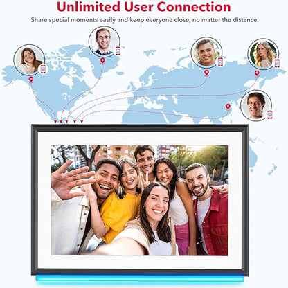 RCA 10.1" WiFi Digital Picture Frame Uhale App Photo Frames Electronic HD IPS Touch Screen Display with 32GB Memory LED Lights, Support USB/SD Card, Slideshow, Instantly Share Photos Videos