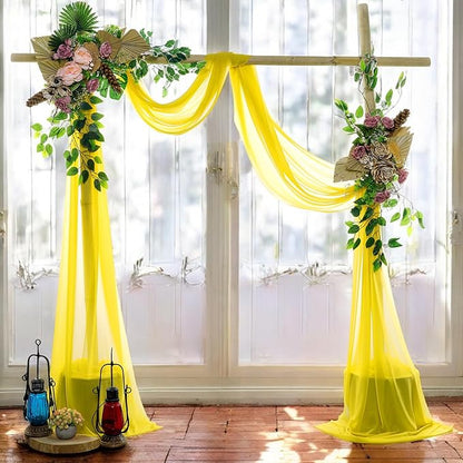 MDS Halloween Chiffon Draping Fabric - 2 Panel, 30" Wide x 50ft Long - Sheer Spooky Arbor & Canopy Drapery for Haunted House Backdrops, Party Ceilings, DIY Costumes & Themed Events - Yellow