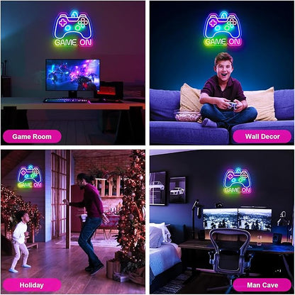 Gamer Neon Sign, Dimmable Neon Controller Sign for Gaming Room Decor, USB Powered Gamepad Shaped Gaming Neon Sign for Teen Boys Room Decor - Best Gifts Led Gaming Sign for Teenage Boys Kids