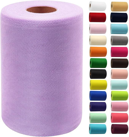 Lavender Tulle Fabric Rolls 6 Inch by 100 Yards (300 feet) Fabric Spool Tulle Ribbon for DIY Lavender Tutu Bow Baby Shower Birthday Easter Party Wedding Decorations Christmas Craft Supplies