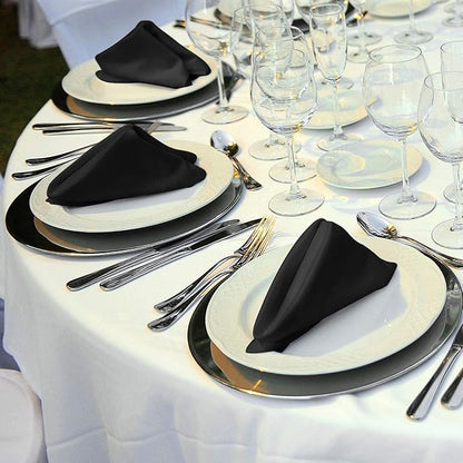 ANECO 12 Pieces Satin Napkins Soft Dinner Napkins Square Table Napkins 17 x 17 Inches for Restaurant Weddings Party Dinner Decoration (Black)