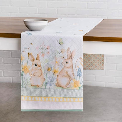 Maison d' Hermine Table Runner 100% Cotton Double Layer Table Runners 108 inches Long Decorative for Home Kitchen Dining Party Wedding Bridal Shower Spring Summer (Easter Dew , 14.50" x 108")