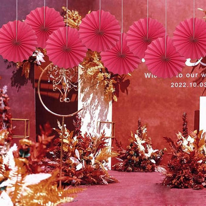 Red Birthday Decorations,DIY Red Paper Fans Hanging Decoration ,Party Supplies Party Fans 12in, Wedding Graduation Events Accessories 30 Color DIY Set （Red）