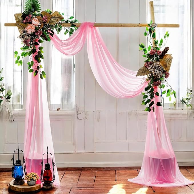 MDS Halloween Chiffon Draping Fabric - 2 Panel, 30" Wide x 100ft Long - Sheer Spooky Arbor & Canopy Drapery for Haunted House Backdrops, Party Ceilings, DIY Costumes & Themed Events - Coral
