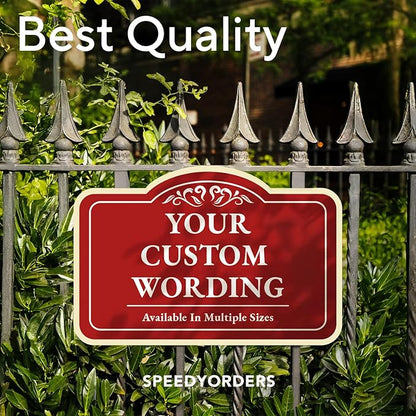 Custom Decorative Outdoor Metal Sign - Personalized Aluminum Driveway Sign, Waterproof, Made In USA - Design 1 Red Brick 12x8 In