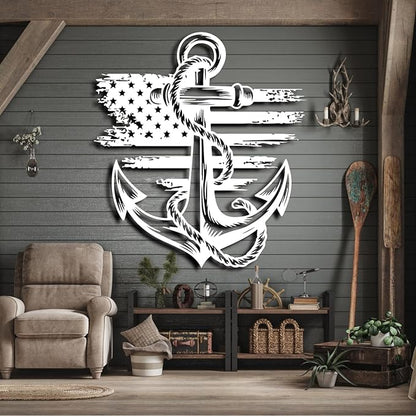 lunwall Metal Anchor Wall Decor, Anchor Metal Sign, Metal Anchor Decor, Anchor Metal Wall Art, Metal Nautical Wall Decor, Metal Wall Decor Coastal, Anchor Wall Decor (black, 35L x 32W / 90 x 81 cm)