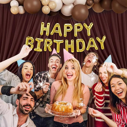 10 x 7 Feet Red Brown Backdrop Curtain for Partie, Background Curtains for Photoshoot, Birthday, Wedding, Halloween, Thanksgiving, Christmas, New Year Party Decorations 5Ft x 7Ft, 2 Panels