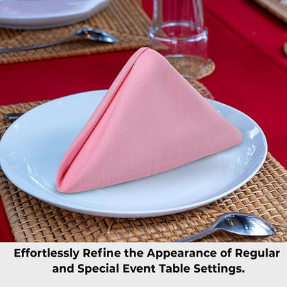 Urban Villa Easter Cloth Napkins 100% Cotton Slub Absorbent Dinner Napkins (Set of 12) Oversized 20x20 Inches Soild Pink Color Soft Durable Reusable Washable Ideal for Everyday Use Wedding Parties
