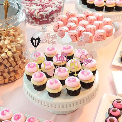 30 PCS Bride to Be Cupcake Toppers Wedding Cake Toppers I Do Love Heart Ring Miss to Mrs Cupcake Picks Wedding Engagement Decorations for Bridal Shower Engagement Bachelorette Party Supplies Colorful