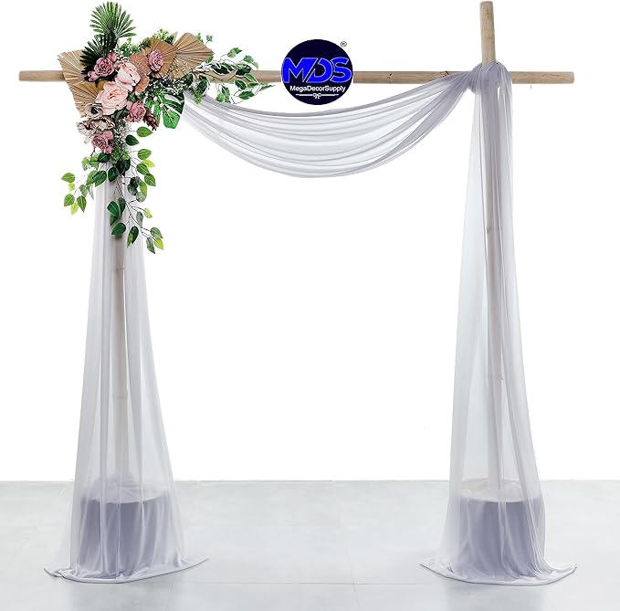 MDS Halloween Chiffon Draping Fabric - 1 Panel, 30" Wide x 75ft Long - Sheer Spooky Arbor & Canopy Drapery for Haunted House Backdrops, Party Ceilings, DIY Costumes & Themed Events - Cool Gray