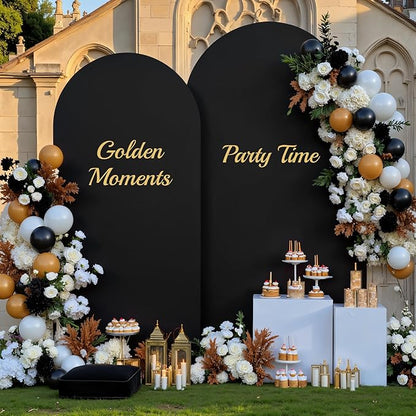 Red Black Arch Backdrop Cover for Wedding, Set of 2 Stretchy Spandex Fitted Arch Stand Cover for Baby Shower, Birthday Party Decor, Chiara Backdrop Cover with Double-Sided Design(7.2FT 6FT)
