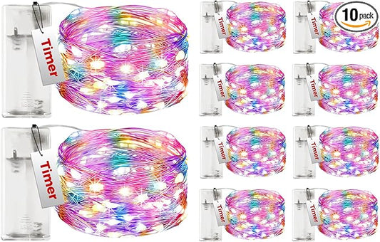 btfarm 10 Pack Fairy Lights Battery Operated with Timer, 10FT 30LED Twinkle Lights Waterproof, Copper Wire Christmas String Lights Battery Powered for Indoor Outdoor Wedding Party Holiday Decorations