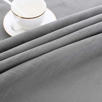maxmill Lux Faux Linen Tablecloth with Slubby Texture Wrinkle Resistant Anti-Shrink Soft Table Cloth for Kitchen Dining Restaurant Tabletop for Event Holiday Dinner Round 70 Inch Neutral Gray