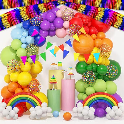 6 Pack 10 Feet Rainbow Foil Fringe Garland Metallic Tinsel Streamers Banner Wall Hanging Curtain Backdrop for Parade Floats, Birthday, Graduate, Mother's Day, Wedding Party Decoration