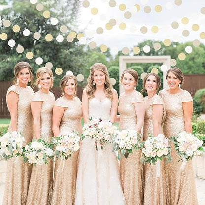 Champagne Gold White Party-Decorations Streamers - 52Ft Hanging Birthday Paper Garland Banner,Christmas Wedding Baby Bridal Shower Bachelorette Engagement Graduation Supplies Backdrop Decor Hugtmr
