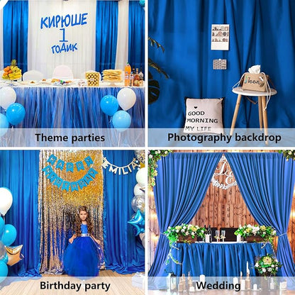 10 x 7 Feet Blue Backdrop Curtain for Partie, Background Curtains for Photoshoot, Birthday, Wedding, Halloween, Thanksgiving, Christmas, New Year Party Decorations 5Ft x 7Ft, 2 Panels