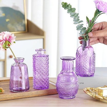 Bud Vases for Centerpieces Wedding,Flower Vases in Bulk for Rustic Home Decor,Small Vases for Wedding,Mother's Day,Graduation,Christmas,Birthday Party,Valentine's Day(Purple,15 Pcs)