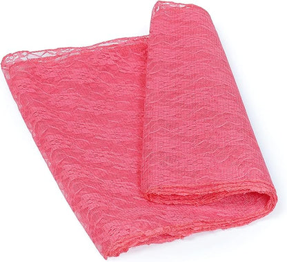 MDS Pack of 20 Wedding 12 x 108 inches Lace Table Runner for Wedding, Decorations for Birthday Parties, Banquets, Graduations, Engagements, and Runners fit Rectangle, Round Table- Coral