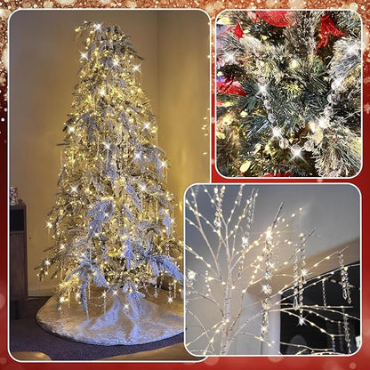 10 PCS Crystal Garland Strands, 33ft Hanging Crystal Strings for Window Curtains Doorway Decorations, Acrylic Clear Water Drop Crystal Ornaments for Christmas Tree, Wedding Party Home Chandelier Decor
