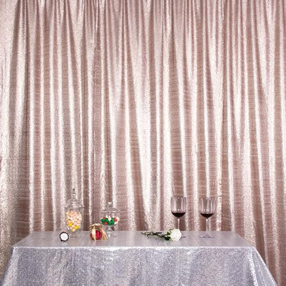Poise3EHome 8Ft x 8Ft Champagne Sequin Backdrop, Glitter Thick Satin Sequin Background Drapes, Sequence Xmas Thanksgiving Backdrop for Wedding Party Holiday Festival Decor