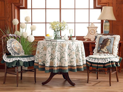 patdrea Designer Idyllic Linen Round Tablecloth,French Table Cloth with Floral Pattern,Provencal Decoration Tablecloths for Kitchen Dining,Christmas,Thanksgiving,Diameter 67"-Littledaisy