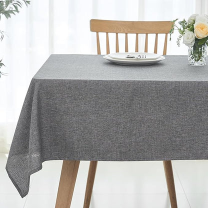 maxmill Rectangular Tablecloth Linen Texture Stain Proof Waterproof Wrinkle Free Spillproof Washable Fabric Table Cloth Farmhouse Tablecloths for Dining Room Party Holiday, 60 x 140 Inch, Dark Grey