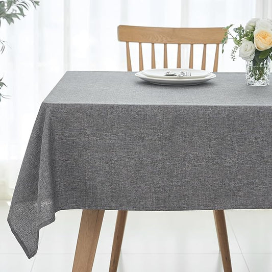 maxmill Rectangular Tablecloth Linen Texture Stain Proof Waterproof Wrinkle Free Spillproof Washable Fabric Table Cloth Farmhouse Tablecloths for Dining Room Party Holiday, 60 x 140 Inch, Dark Grey