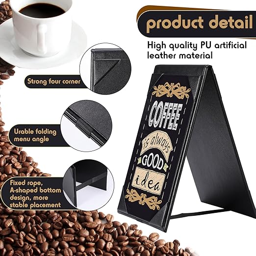 Gerrii Leatherette Table Tents Black PU Leather Menu Covers Bulk Double Sided Frame Sign Holders 2 Side Drink Dessert Menu Folders for Restaurant Coffee Cafe Bar Wedding Supplies(30 Pack,4 x 6 Inch)