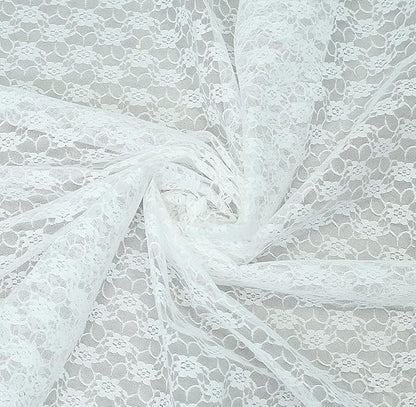 MDS Pack of 25 Wedding 12 x 108 inches Lace Table Runner for Wedding, Decorations for Birthday Parties, Banquets, Graduations, Engagements, and Runners fit Rectangle, Round Table- White