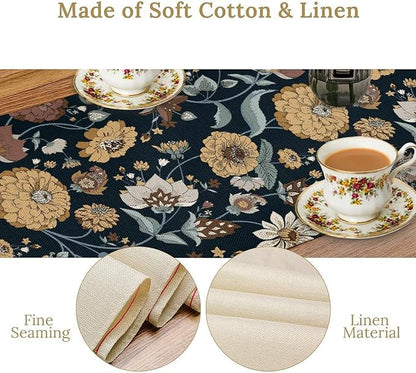 Boho Floral Table Runner Bohemian Floral Vintage Home Kitchen Dining Table Decoration 13x90 Inch 1PCS