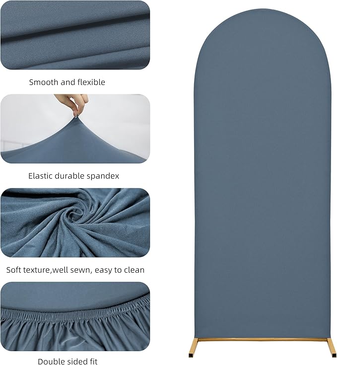 Wedding Arch Cover Spandex Arch Backdrop Cover (7.2FT,6.6FT,6FT) Set of 3 Arch Stand Cover Arch Covers Stretchy Backdrop for Wedding Birthday Party Decoration Baby Shower (Blue)